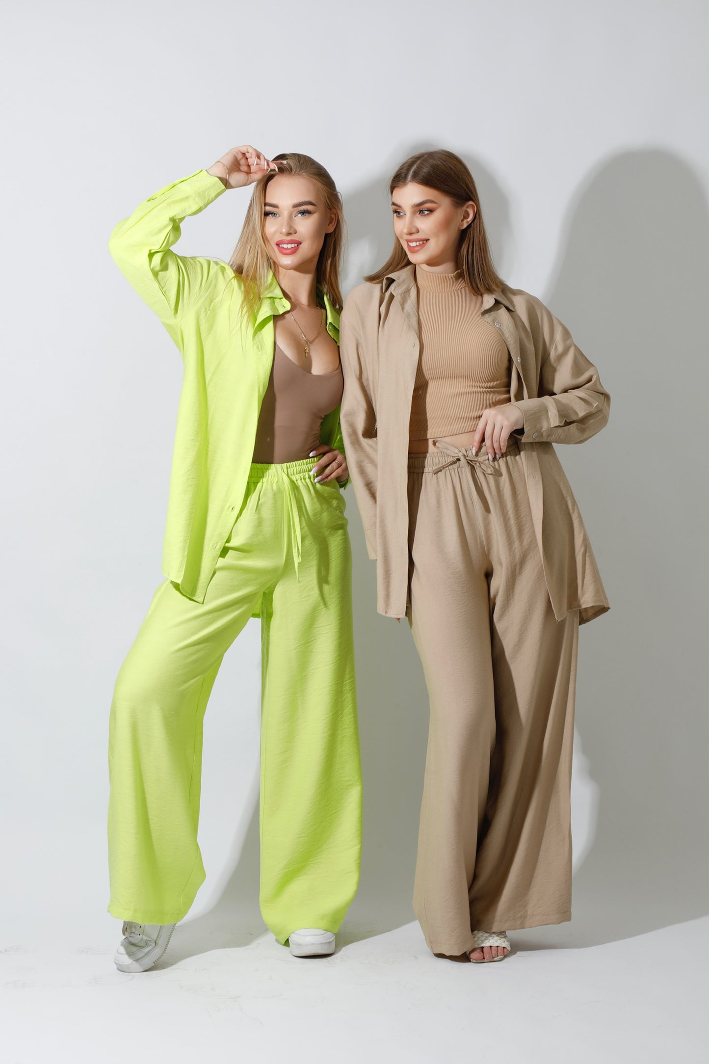 Co-Ord Long Sleeves Shirt - Lime Green