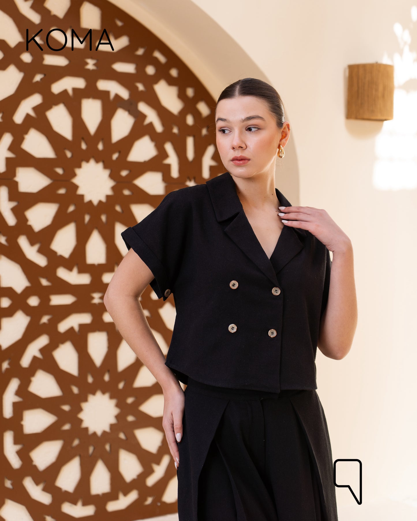 Tilly Crossover Short Shirt & Pants Set - Black