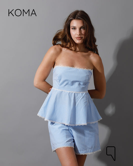 Fallon Gober Top & Short Co-Ord - Stripped Blue