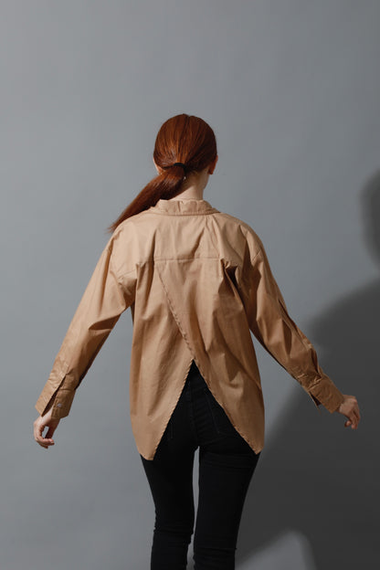 Back Slit Shirt - Beige