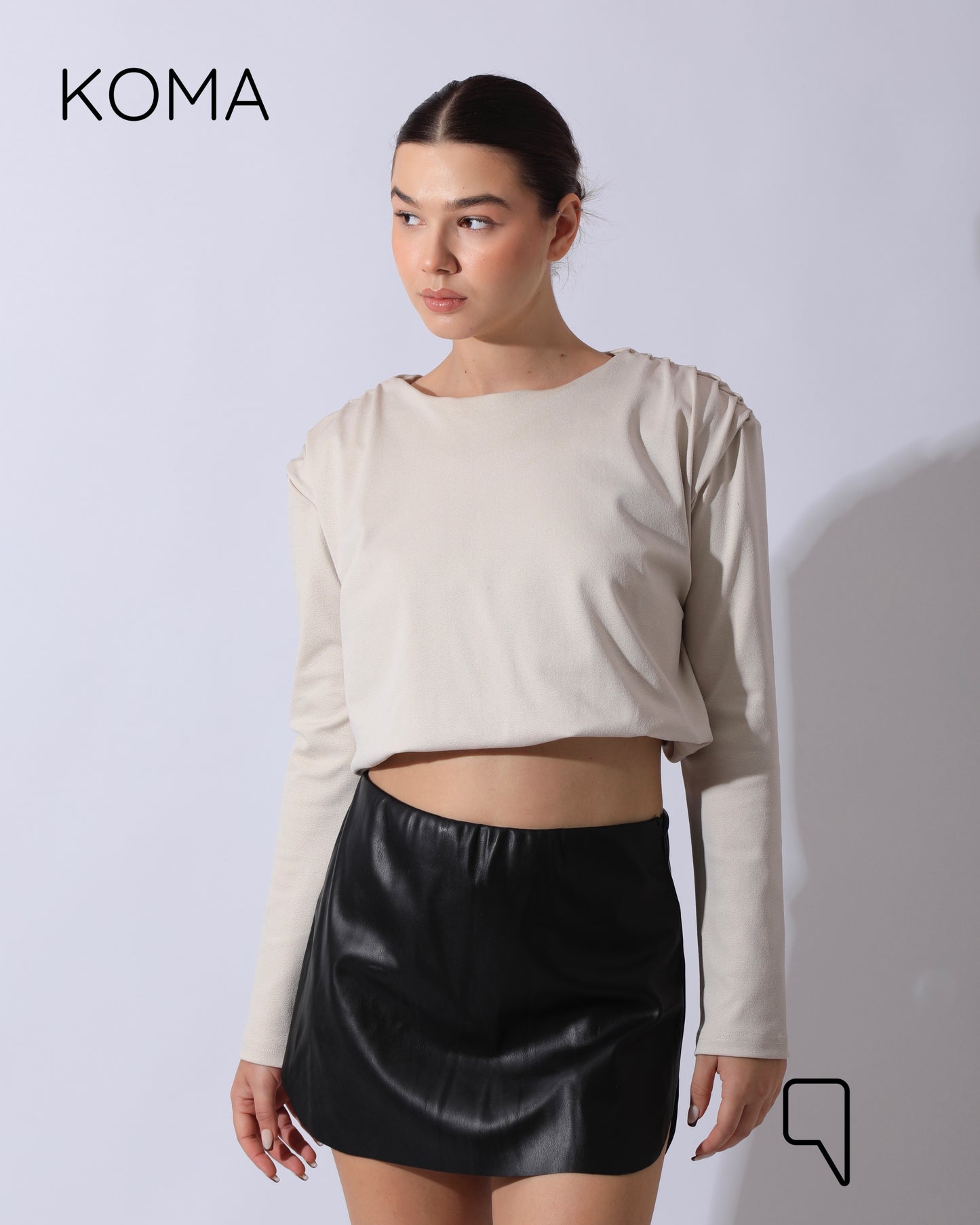 Charlene Elastic Top - Beige