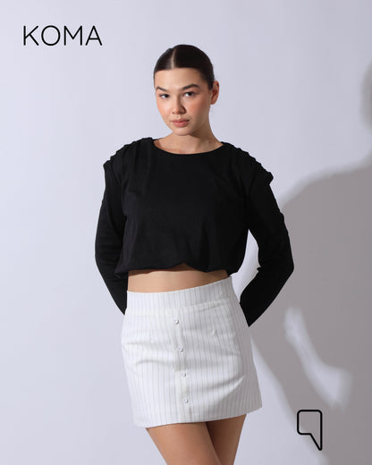 Rose Striped Mini Skirt - White