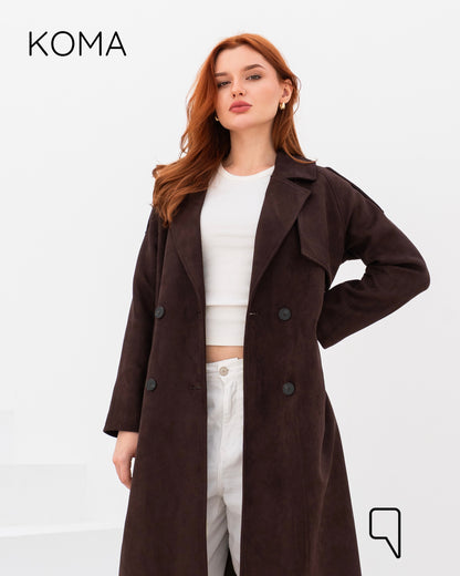 Lydia Double Breasted Trench Coat - Brown
