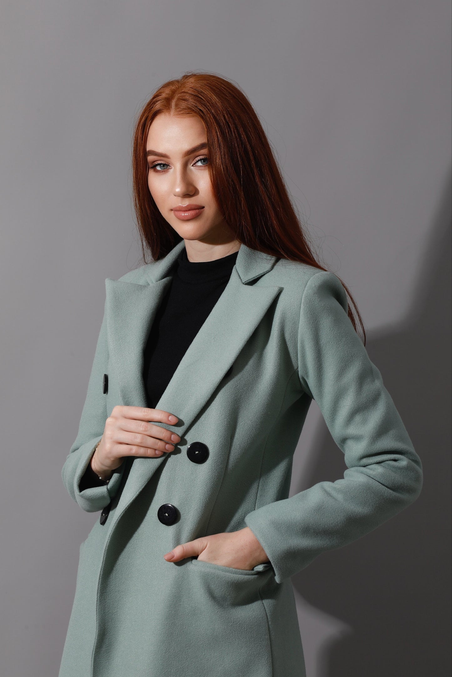 Front Open Coat - Mint Green