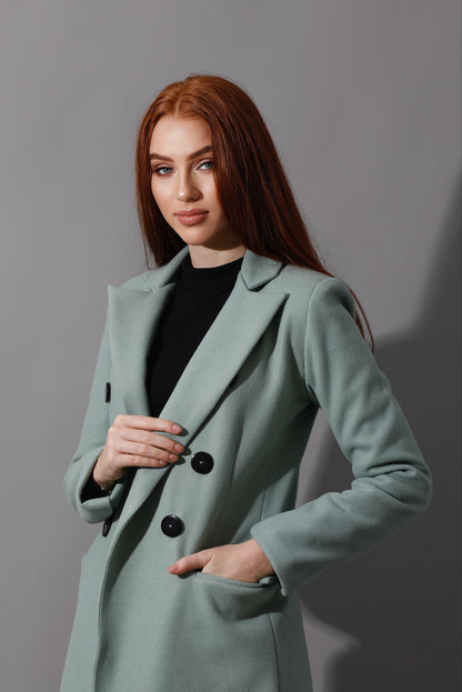 Front Open Coat - Mint Green