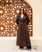 Novie Faux Leather & Suede Trench Coat - Brown