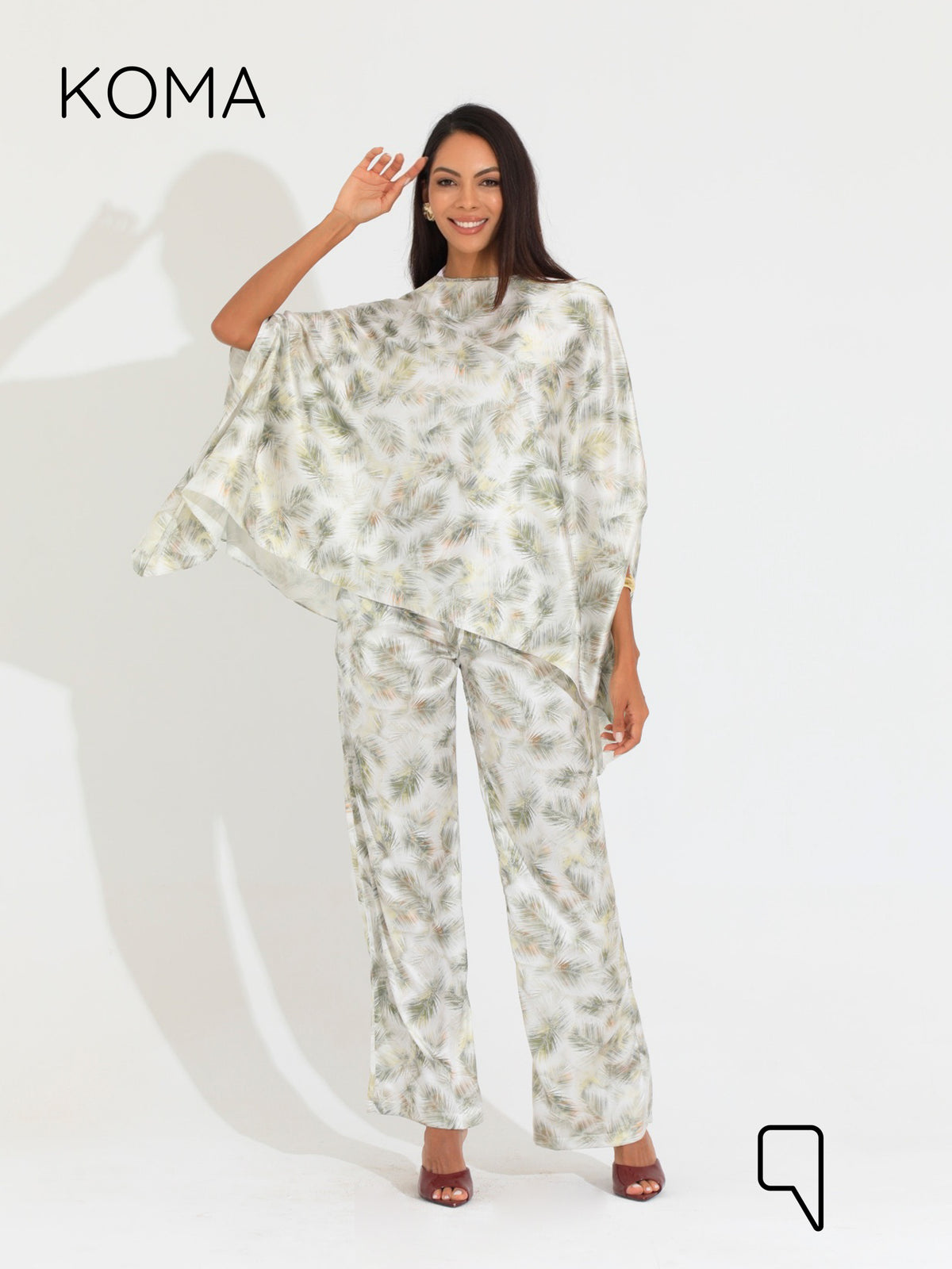 Celeste Satin Butterfly Blouse - Multicolored Olive