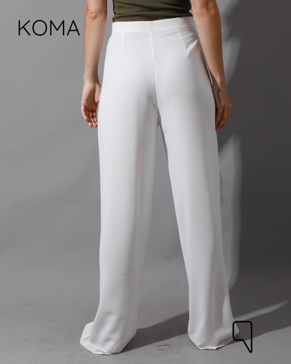 High Waist Straight Leg Trousers - White