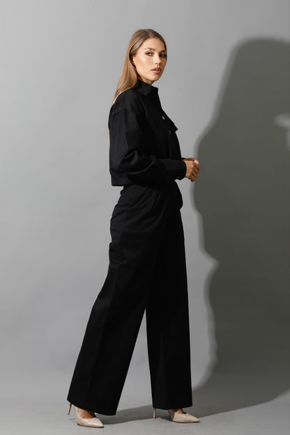 Co-ord Cropped Shirt - Black