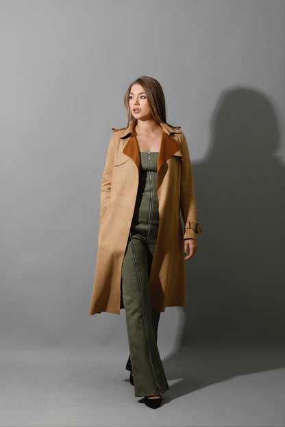 Wrap Trench Cardigan - Camel