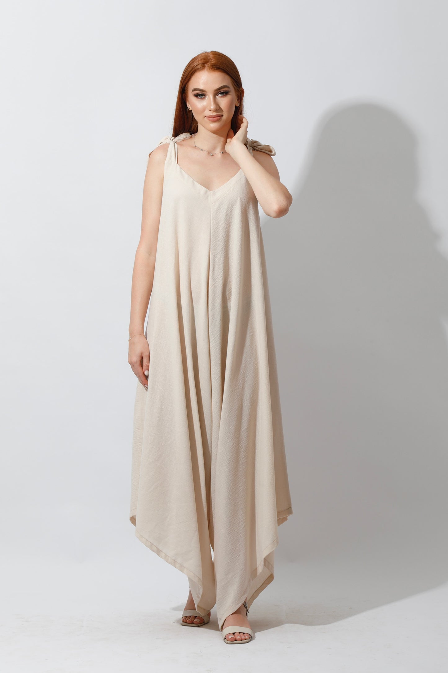Tied Up Lose Jumpsuit - Beige