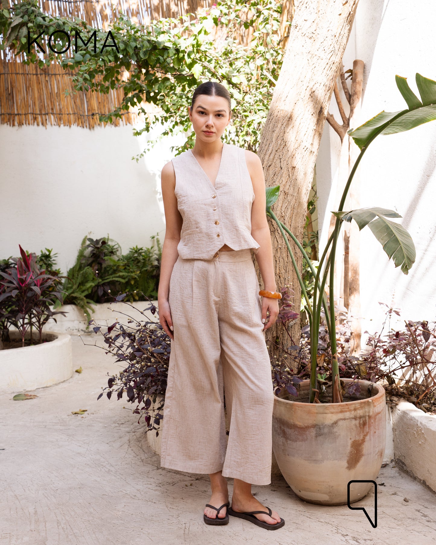 Judy Blend Waistcoat Jumpsuit - Beige