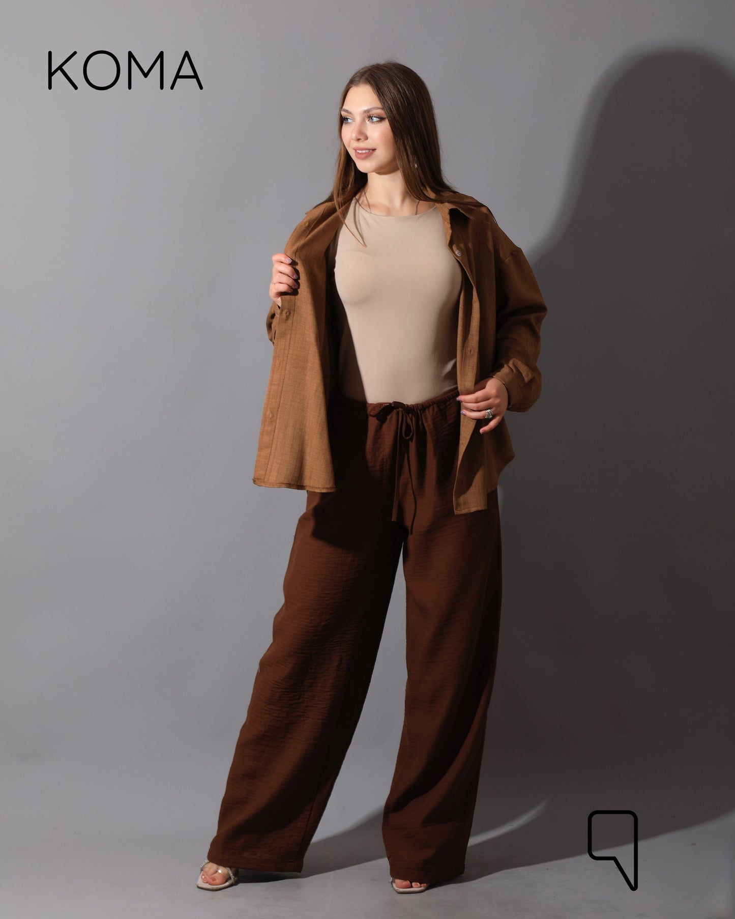 Textured Long Sleeves Shirt - Brown