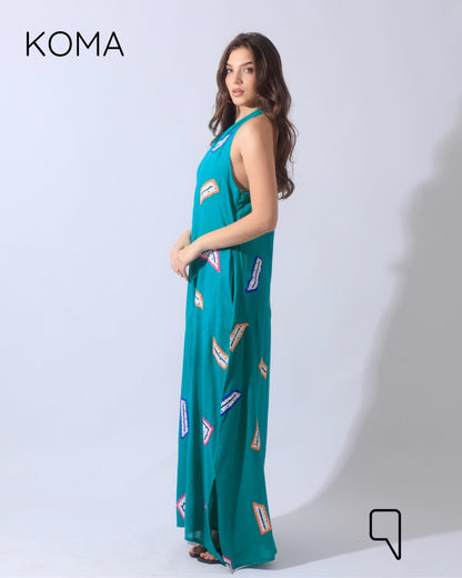 Paulina V Neck Maxi Dress - Multicolored