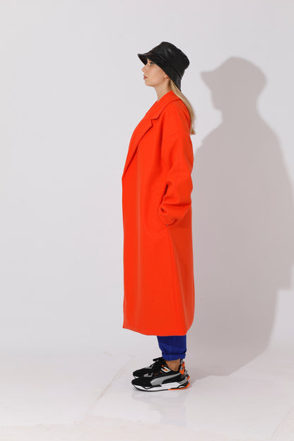 Oversized Wrapped Coat - Orange