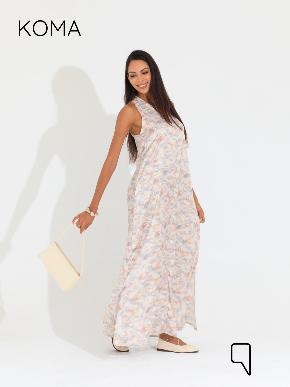 Paulina V Neck Maxi Dress - Multicolored Pink