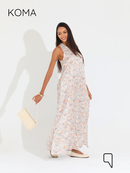 Paulina V Neck Maxi Dress - Multicolored Pink