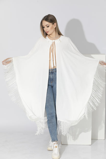 Fringed Cardigan - White