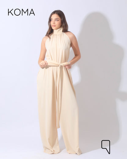 Georgie Sleeveless Wide Leg Jumpsuit - Cream