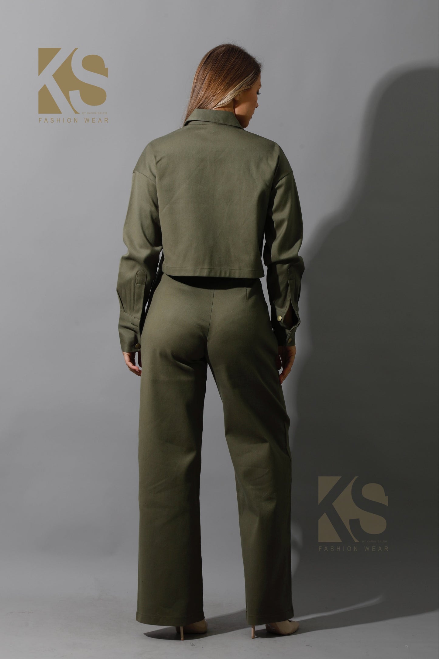 Co-ord Cropped Shirt - Olive