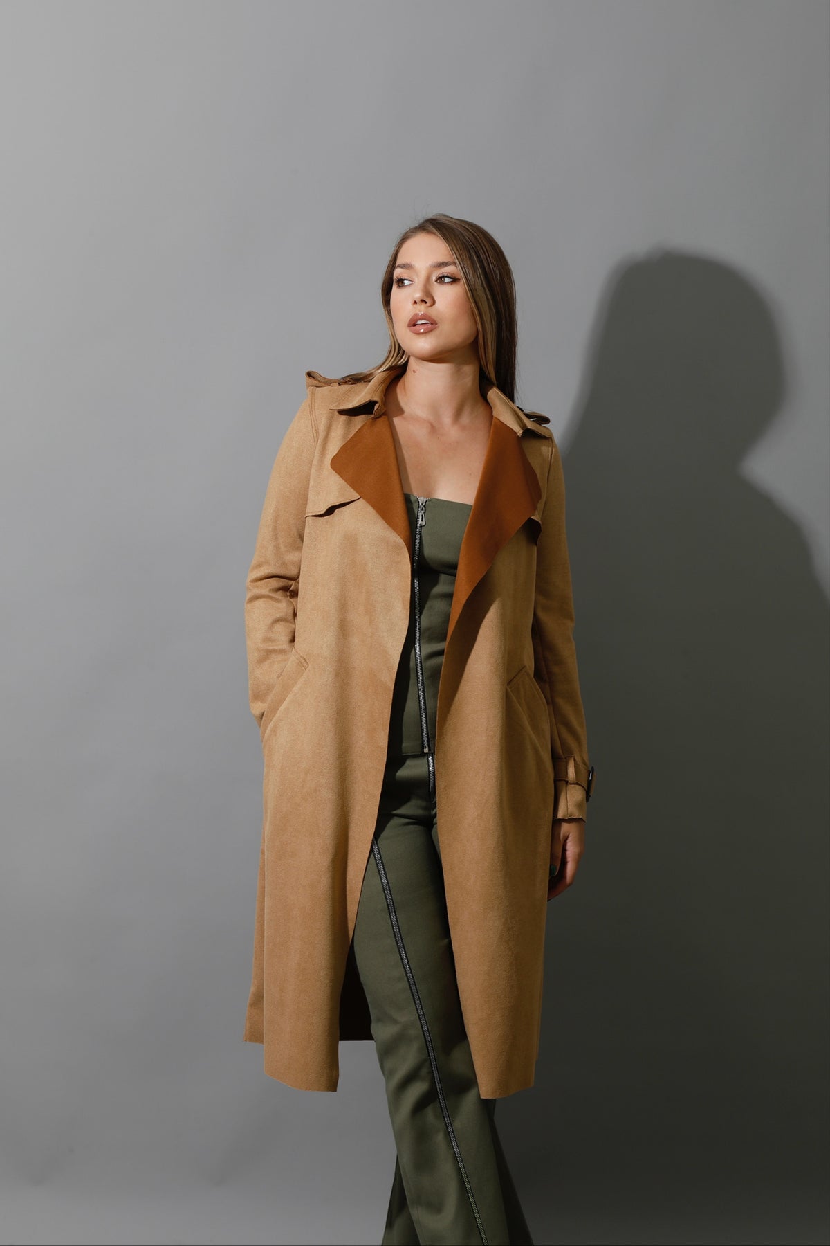 Wrap Trench Cardigan - Camel