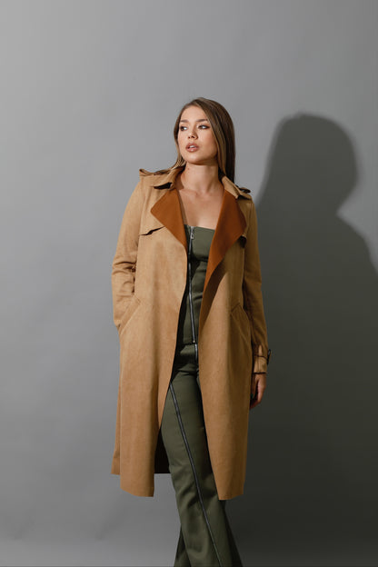 Wrap Trench Cardigan - Camel