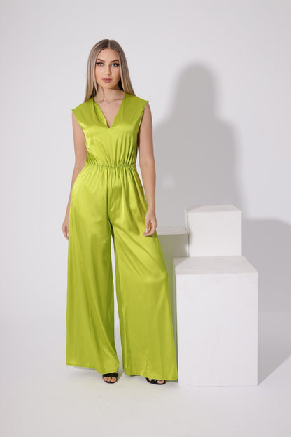 Flared Jumpsuit - Lime Green