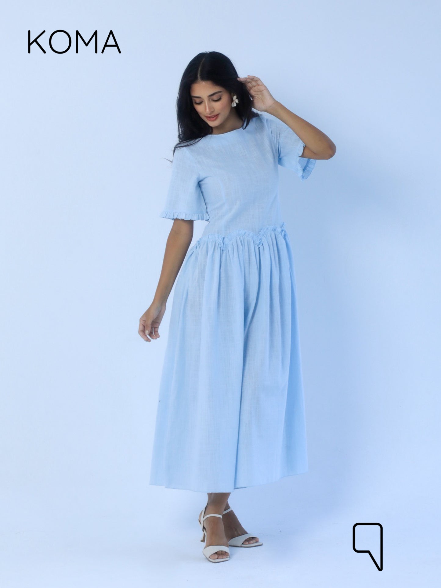 Eve Midi Blend Dress - Baby Blue