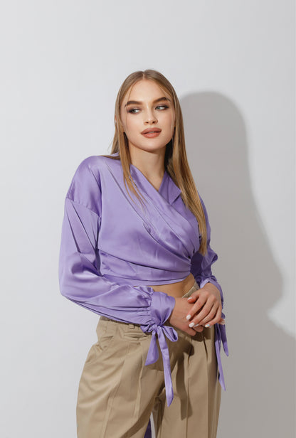 Wrap Tie Blouse - Lavender