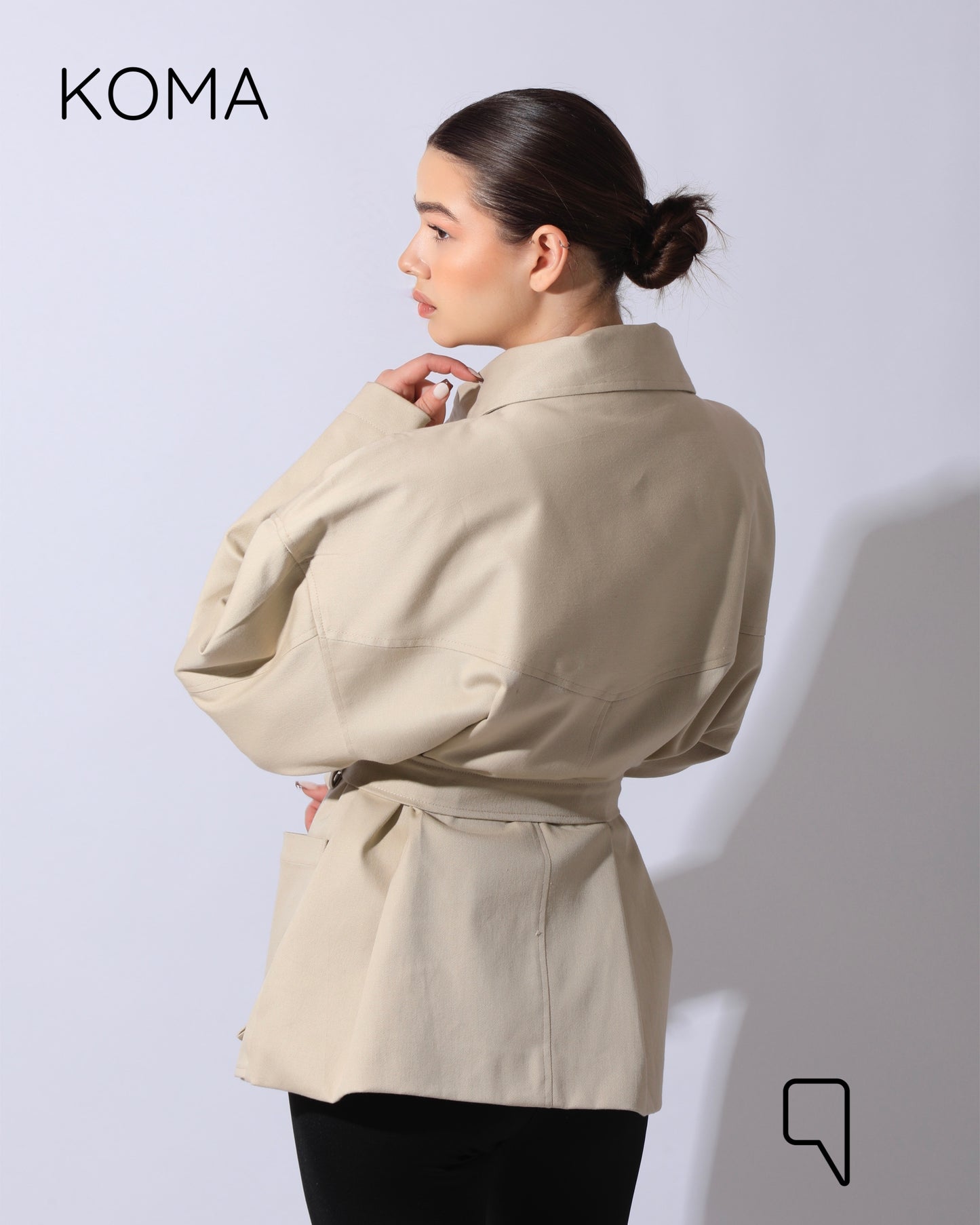 Elizabeth Funnel Neck Trench Coat - Beige