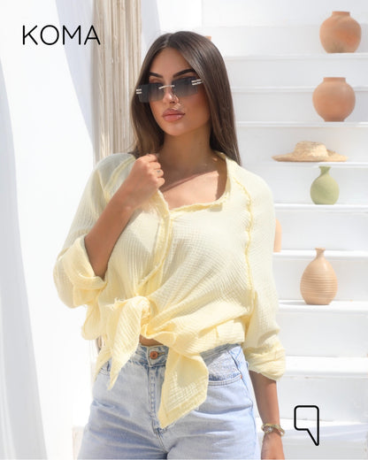 Greta Crincle Shirt - Yellow
