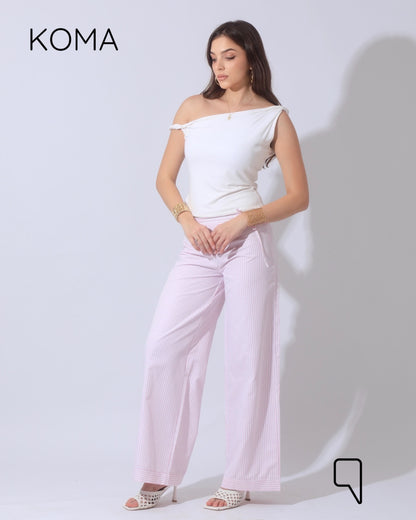 Sloane Striped Low Waist Pants - Pink