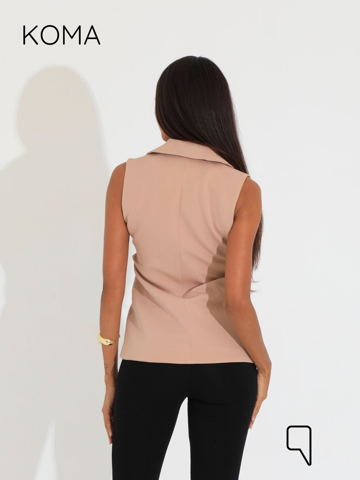 Maxine Double Breasted Vest Blazer - Beige
