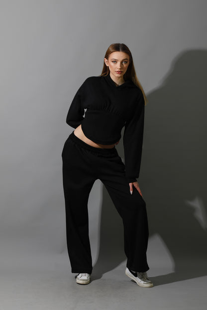 Corset Hoodie Set - Black