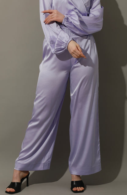 Wide Leg Trousers - Lavender Purple