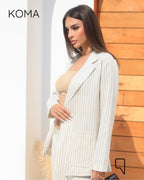 Candice Stripped Light Suit - Brown