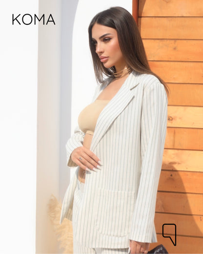 Candice Stripped Light Suit - Olive