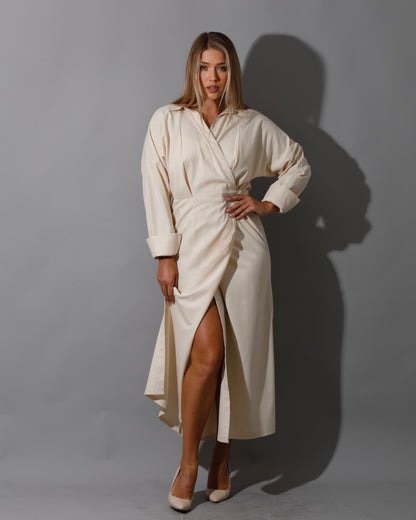 Wrapped Maxi Dress - Beige