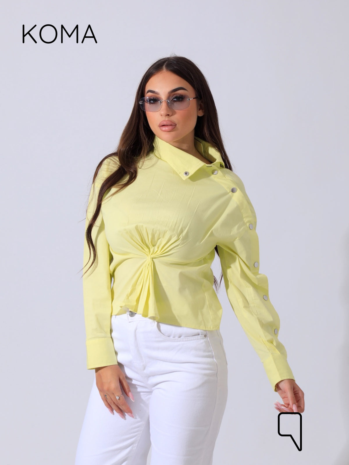 issy snap-button Shirt - Dust Yellow