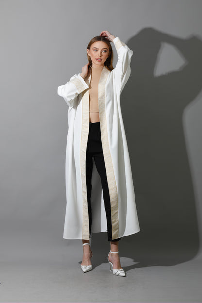 Arabic Long Kaftan - White & Gold