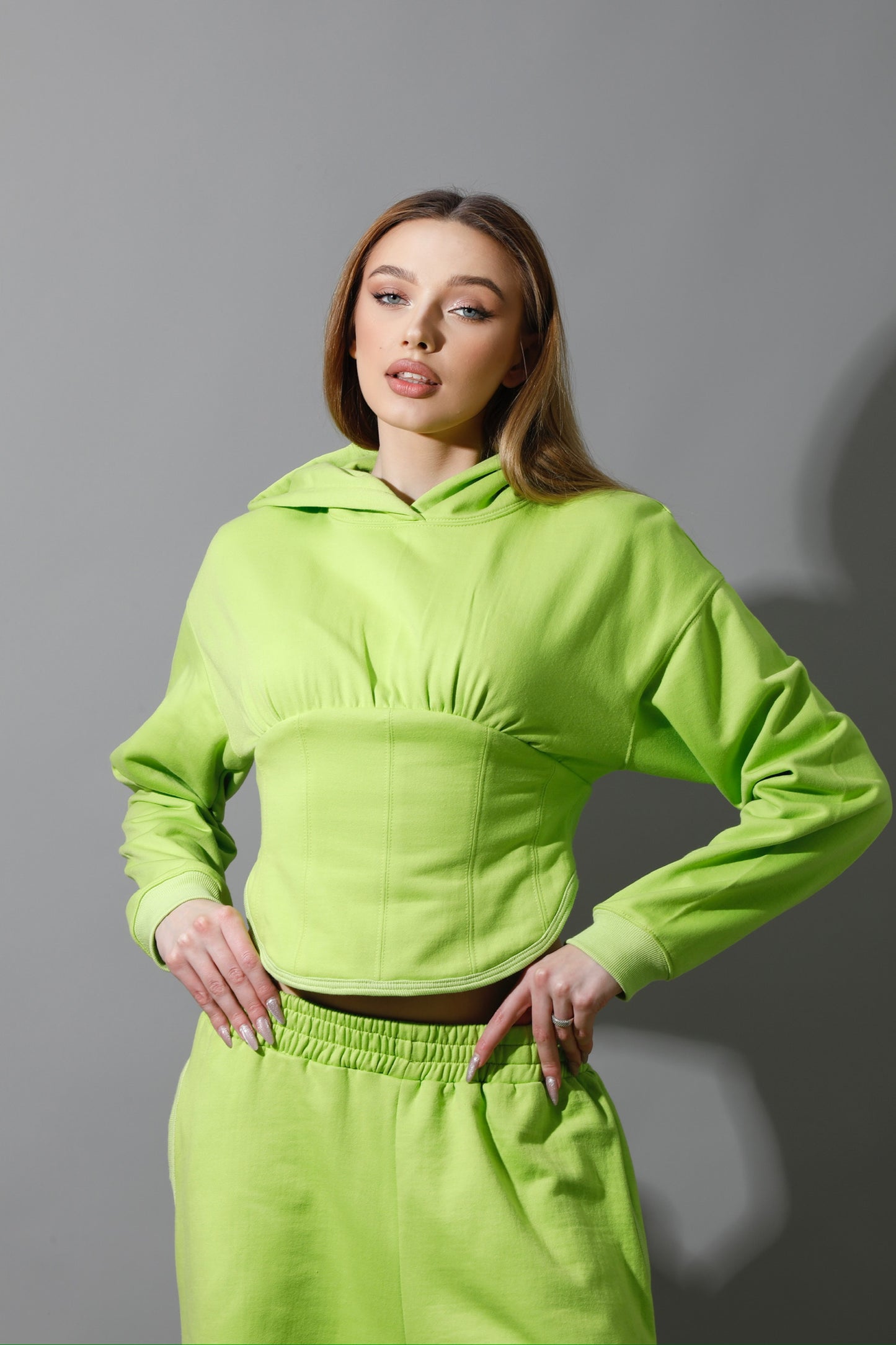 Corset Hoodie Set - Lime Green