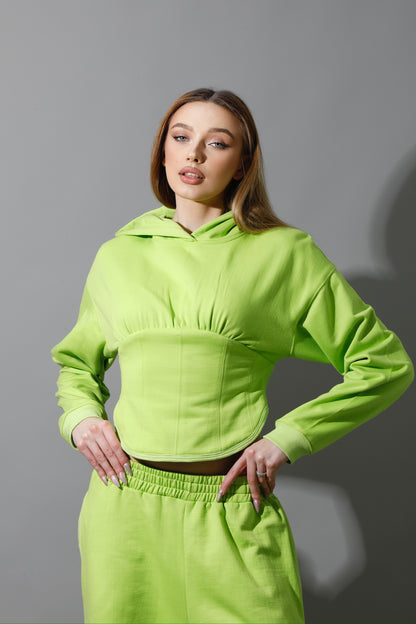 Corset Hoodie Set - Lime Green