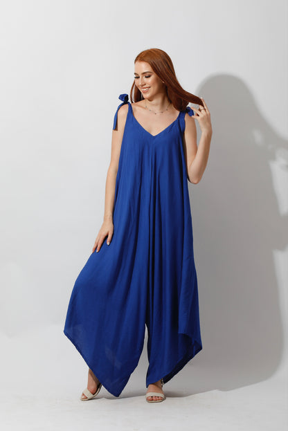 Tied Up Lose Jumpsuit - Electric Blue