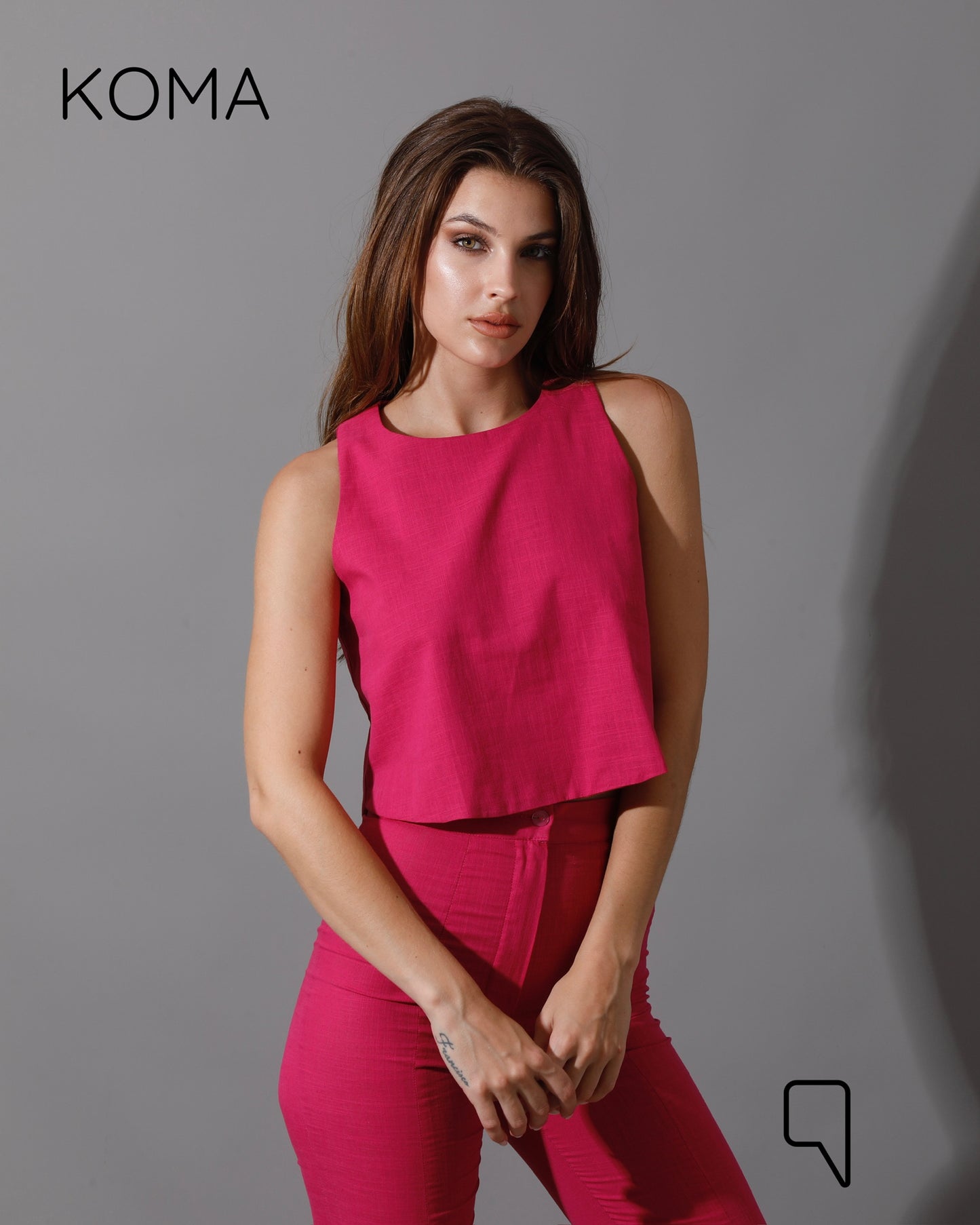 Greta Sleeveless Top - Fuchsia