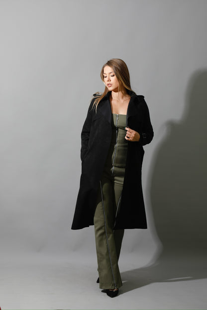 Wrap Trench Cardigan - Black