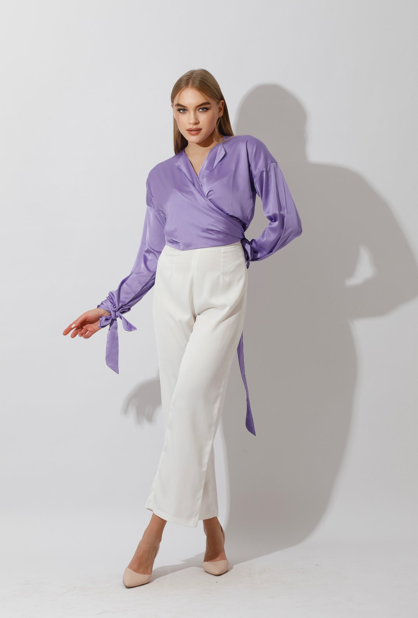 Wrap Tie Blouse - Lavender