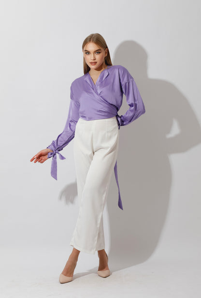 Wrap Tie Blouse - Lavender
