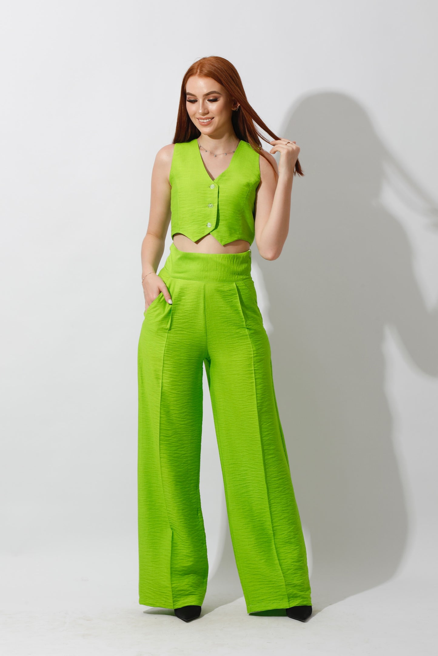 Co-Ord Vest Set - Lime Green