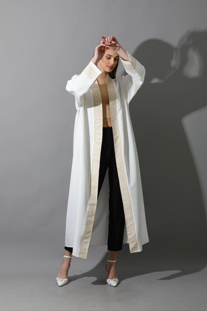 Arabic Long Kaftan - White & Gold