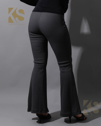 Slinky Flared Trousers - Gray